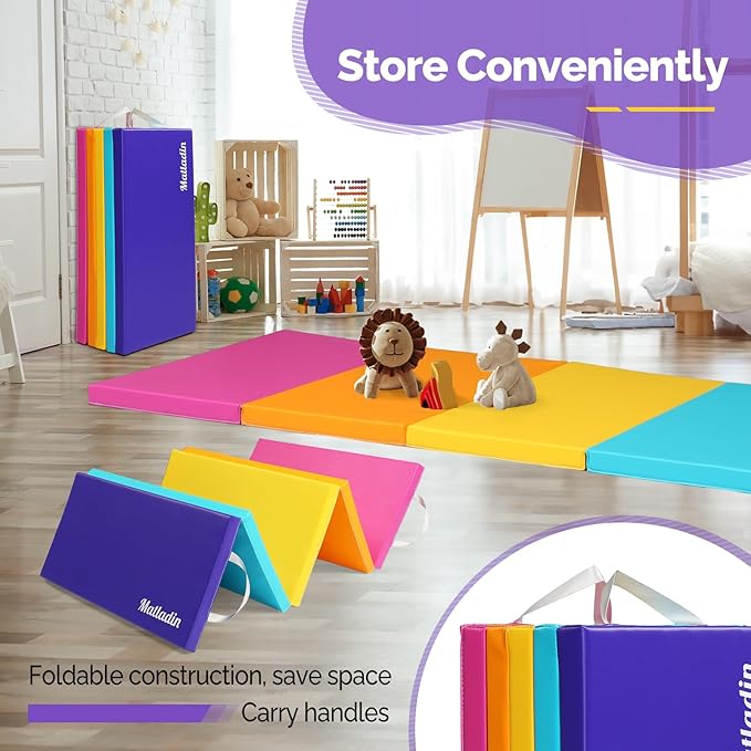 5 Folding Gymnastics Gym Exercise Aerobics Mat 1.5" Thick