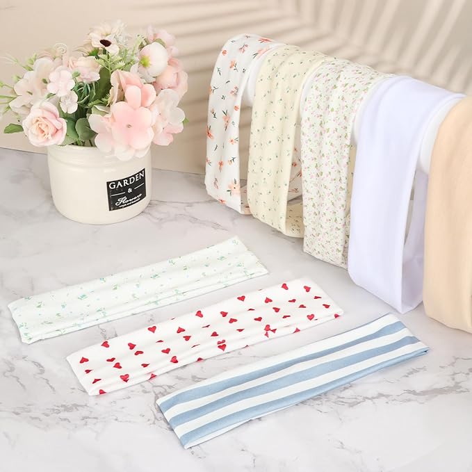 Headbands for Women Non Slip, Stretchy Sweat Headband for Workout Yoga Running, Head Bands for Women's Hair - 8 Pack