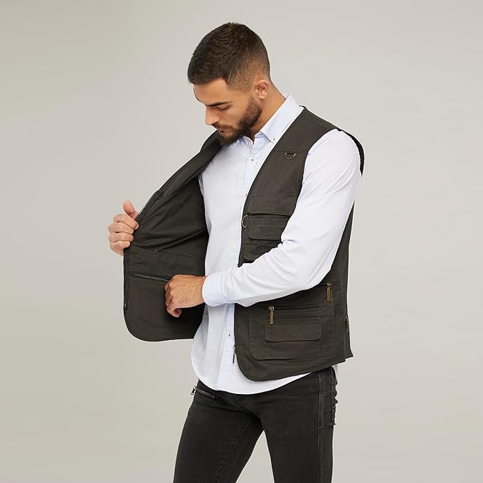Men's Utility Work Hunting Travel Fishing Multi-Pockets Outdoor Vests