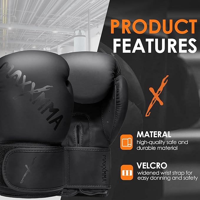MaxxMMA Pro Style Boxing Gloves for Men & Women, Training Heavy Bag Workout Gloves, Muay Thai, Sparring Kickboxing Punching Bag Work Fight Gloves