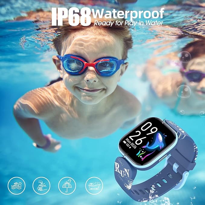 Kids Fitness Activity Tracker Watch, 1.4" DIY Watch Face IP68 Waterproof Kids Smart Watch with 19 Sport Modes, Pedometers, Sleep Tracking, Great Gift for Boys Girls Teens 6+