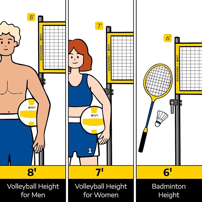 A11N Outdoor Volleyball and Badminton Combo Set - 4 Badminton 2 Shuttlecocks,