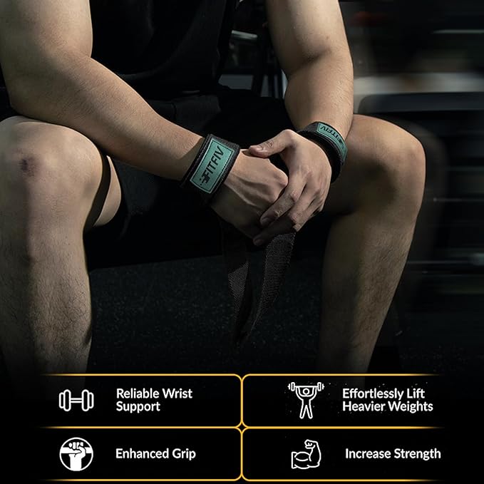 Lifting Straps for Weightlifting, Lifting Wrist Straps for Gym Strength Training, Neoprene-padded Wrist Cushion - Men & Women