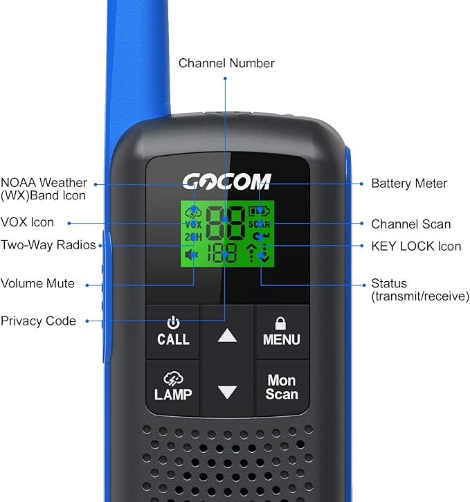 Adults Walkie Talkies Long Range - GOCOM G600 IPX4 Waterproof 22 Channel, (G600-4Pack)