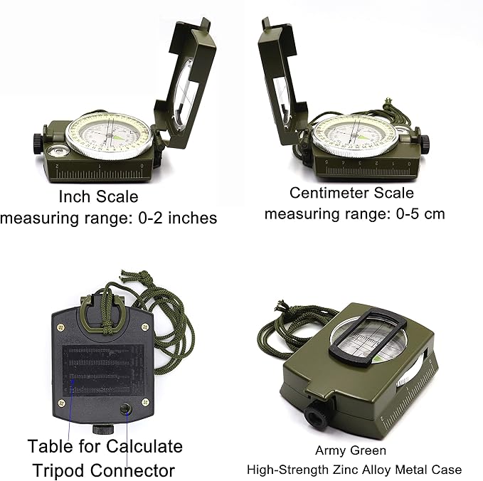 Military Compass Metal Sighting Lensatic Compass