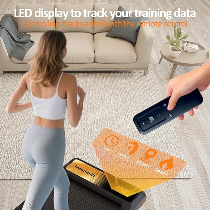 2.5HP Walking Treadmill Pad Incline, Under Desk Treadmill with Remote, 3 in 1 Low Noise Small Walking Mini Pad with Led Screen, Compact Treadmills for Home, 265lbs Capacity