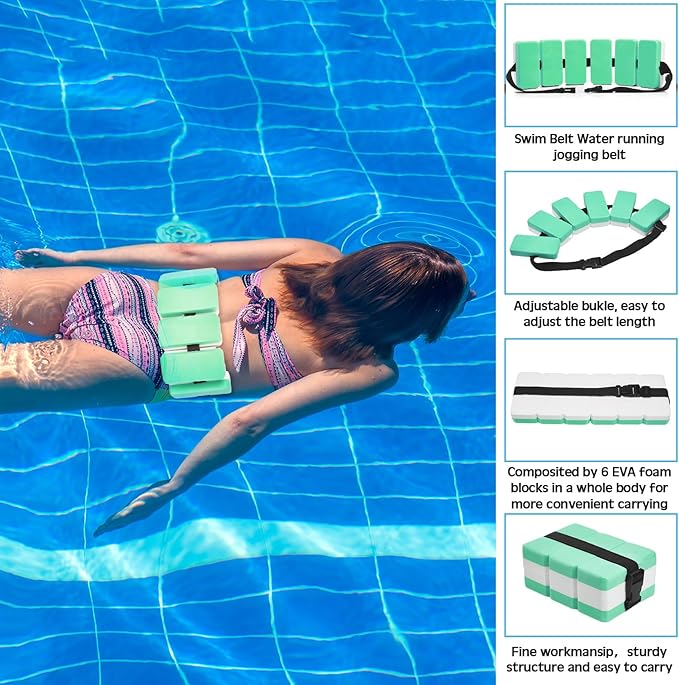 5 Pcs Aquatic Exercise Set Including 2 Ankle Swimming Weights 2 Lightweight Aquatic Exercise Dumbbells and Swim Belt Pool Exercise Equipment for Aquatic Aerobics Exercise