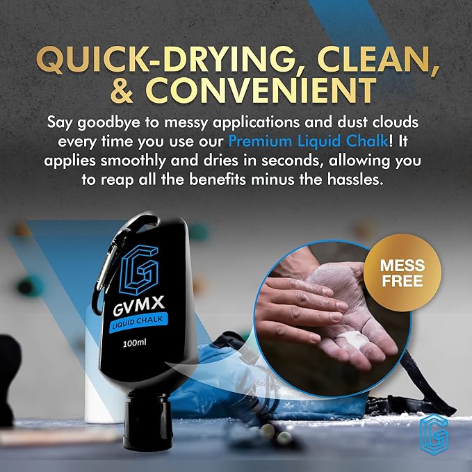 50ML/100ML/400ML Superior Grip Premium Liquid Chalk. Long Lasting Mess-Free Gym Chalk for Weightlifting, Gymnastics, Climbing. Fast Drying Refillable Gym Accessories. Package May Vary.