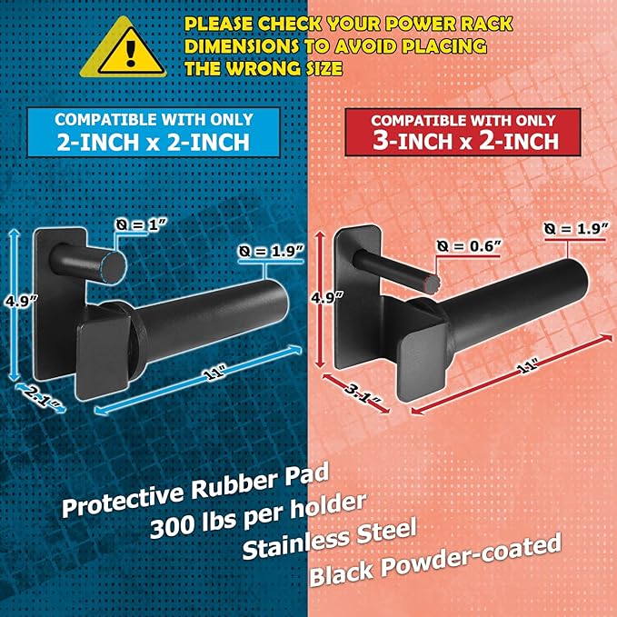 A2ZCARE Weight Plate Holder - Attachment Power Cage Rack for Power Rack - Weight Plates Storage Fit 2-inch Olympic Weight Plates (Set of 4)