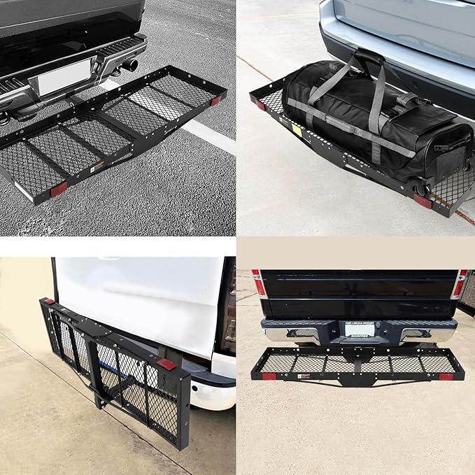 750 Lbs Capacity Hitch Mount Cargo Carrier Basket - Heavy-Duty Cargo Baskets, 60" x 19" x 6" Cargo Rack Rear Luggage Basket for Car and SUV