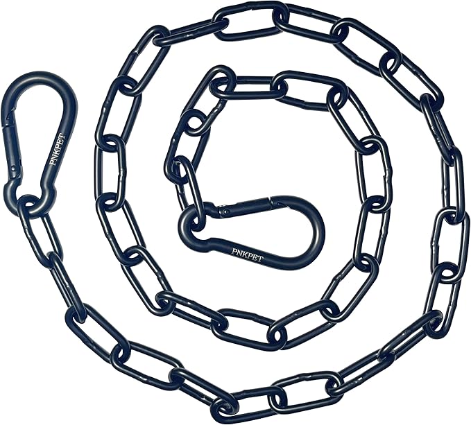 304 Stainless Steel Gate Chain 550lbs Capacity - 40" x 5/32" with M7 Carabiners, Chain Link Gate Latch for Outdoor Fence Livestock,Safety Hanging Metal Chain with 2 Carabiners, Black