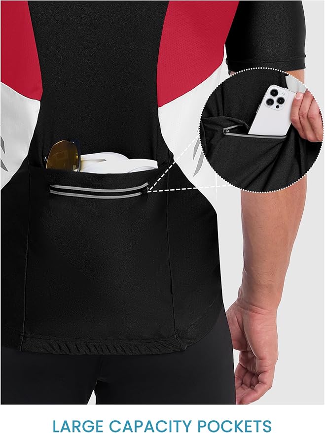 Little Donkey Andy Men's Half Zip Breathable Cycling Vests Reflective Sleeveless Jerseys Lightweight Bicycle Running