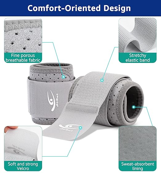 HiRui Wrist Brace (2 PCS) - Adjustable Compression for Carpal Tunnel Arthritis Tendonitis Sprain Pain Relief | Wrist Support Wrist Wraps for Both Hands, Ideal for Sports & Gym Workouts (Gray)