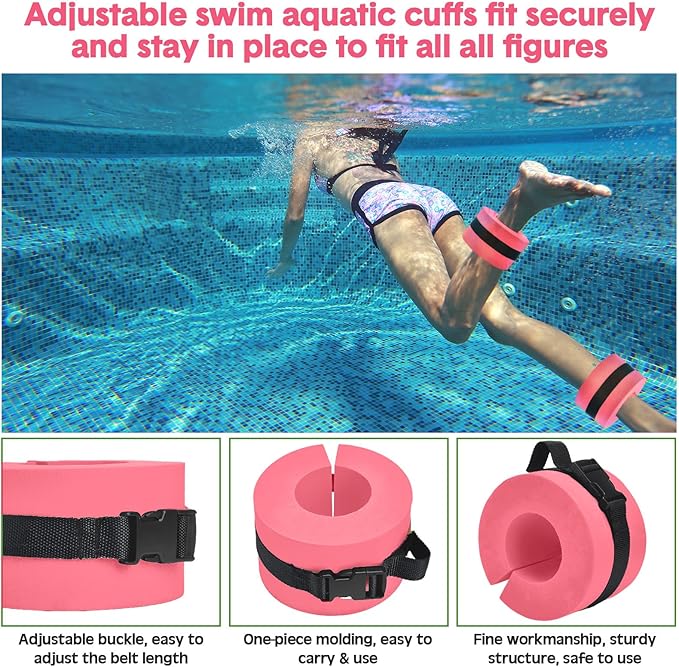 5 Pcs Aquatic Exercise Set Including 2 Ankle Swimming Weights 2 Lightweight Aquatic Exercise Dumbbells and Swim Belt Pool Exercise Equipment for Aquatic Aerobics Exercise