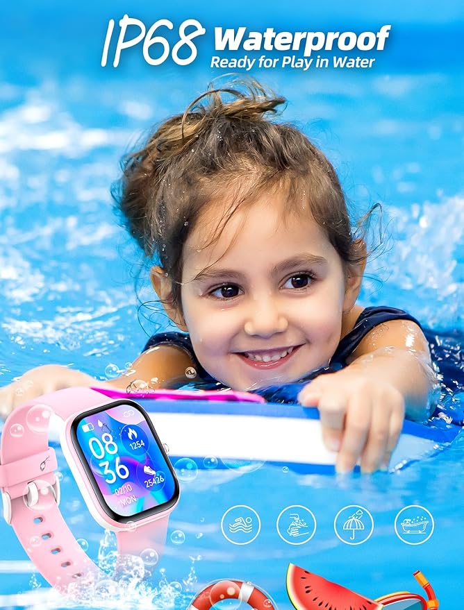 Kids Smart Watch for Girls,IP68 Waterproof Kids Fitness Tracker Watch with 1.5 Inch DIY Face,Heart Rate Sleep Monitor,19 Sport Modes,Calories Counter,Alarm Clock,Great Gifts for Children 6+ (Pink)
