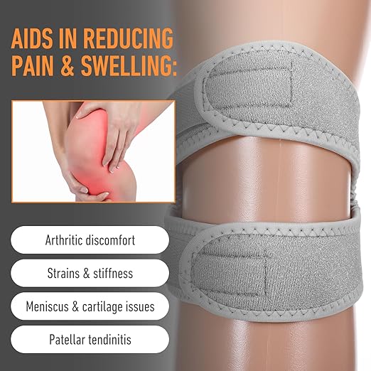 Meniscus Knee Brace for Women, Nylon & Eva Foam Knee Stabilizer, Soft Meniscus Tear Knee Support Strap, Adjustable Knee Brace Patella Stabilizer, Patella Bands Basketball for Men Pain Relief (Gray)