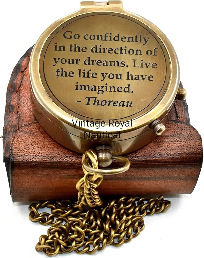 AASIYA Brass Nautical Portable Pocket Compass with Chain
