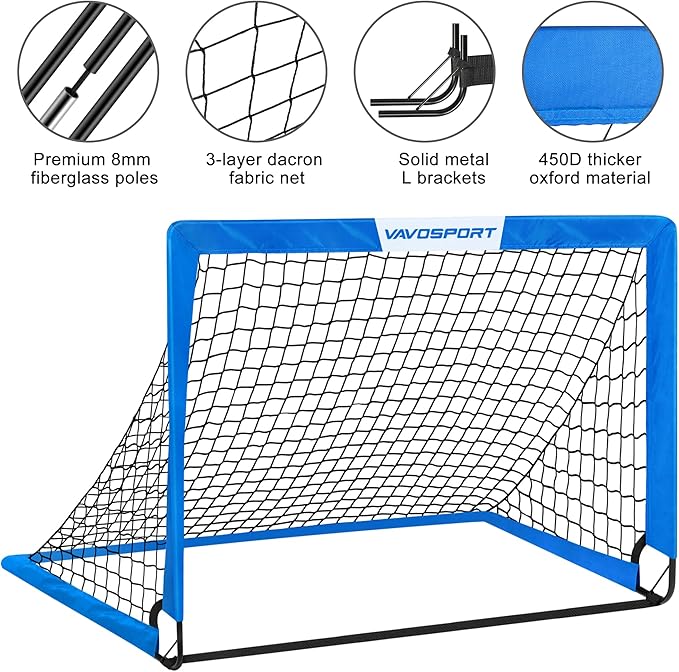 Kids Soccer Goals for Backyard Set - 2 4' x 3' Portable