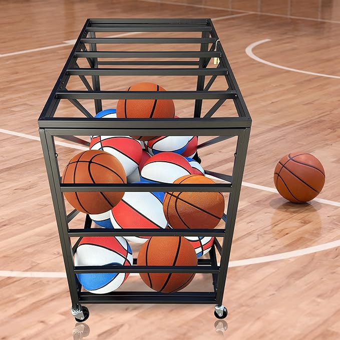 Lockable Storage Ball Cart 30 Basketballs