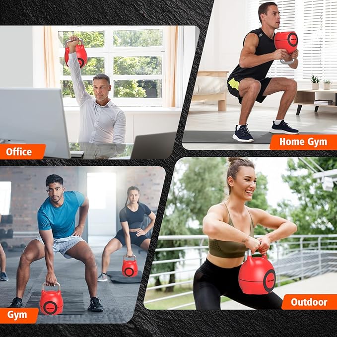 7-in-1 Adjustable Kettlebell, Quick-Adjust Kettlebell for Strength Training, 5-44 LBS Adjustable Weights for Home Gym