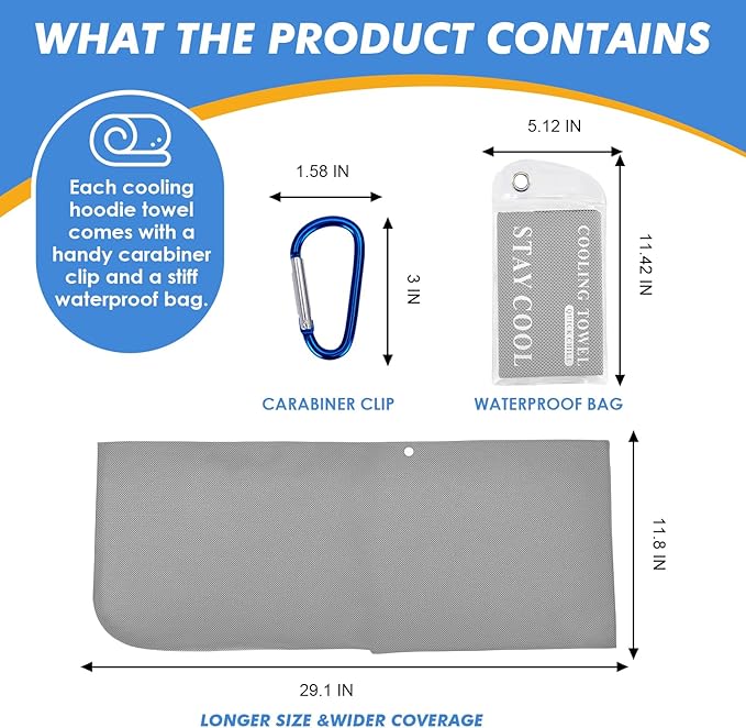 3 Pack Cooling Hoodie Towels for Neck and Face 50 Sun