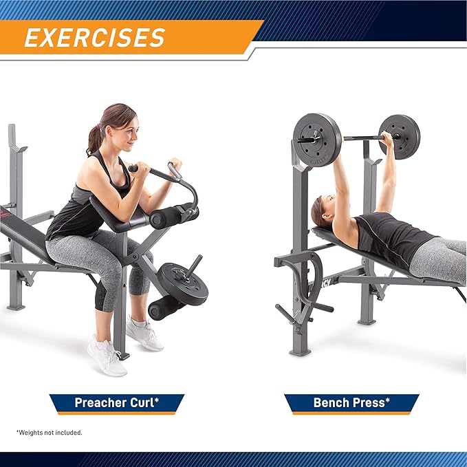 Marcy Standard Weight Bench Incline with Leg Developer MD-389
