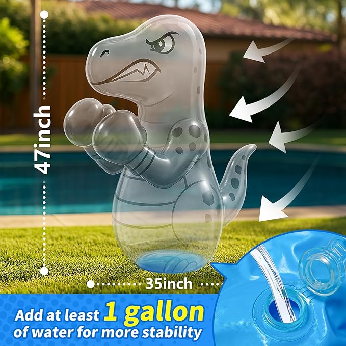 Kids Punching Bag 3-8 with Air Pump, Toddler Punching Bags for Kids, Inflatable Dinosaur Toy with Bounce- Back Action, Safe Gifts for Boys & Girls Age 3-5 Add Tossing Game