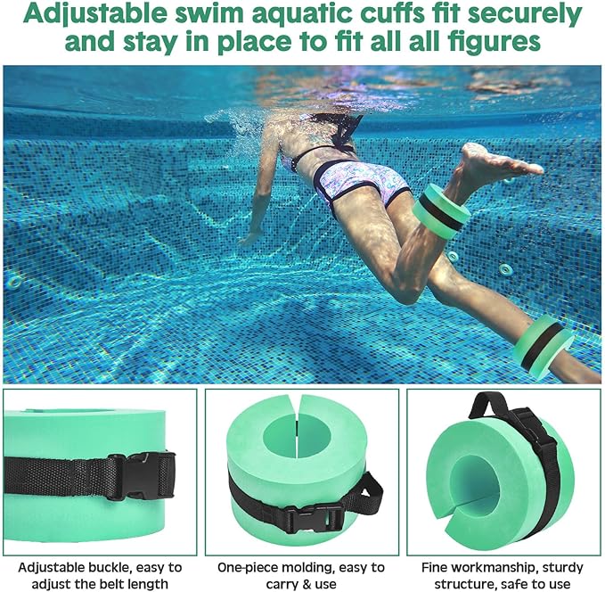 5 Pcs Aquatic Exercise Set Including 2 Ankle Swimming Weights 2 Lightweight Aquatic Exercise Dumbbells and Swim Belt Pool Exercise Equipment for Aquatic Aerobics Exercise