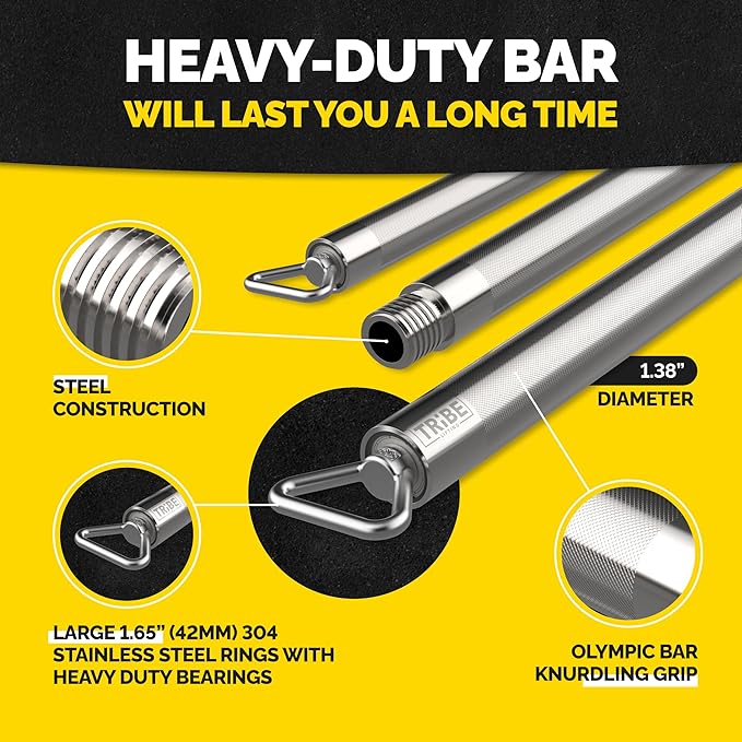 Heavy Duty Steel Resistance Band Bar - Portable