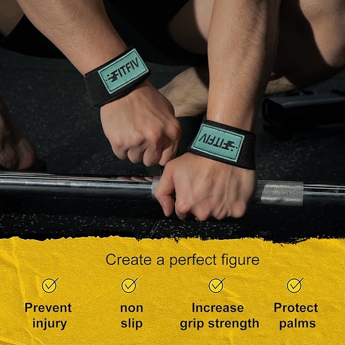 Lifting Straps for Weightlifting, Lifting Wrist Straps for Gym Strength Training, Neoprene-padded Wrist Cushion - Men & Women