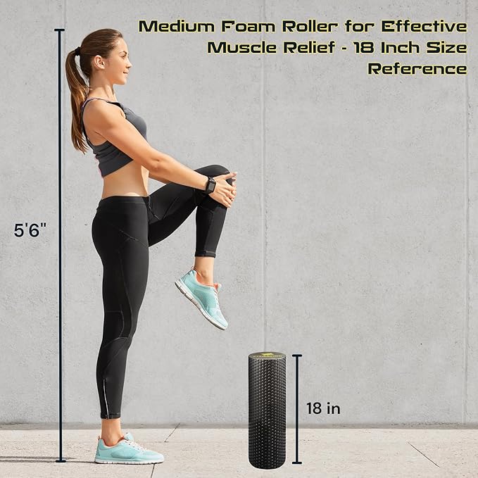 High-Density Foam Muscle Roller – Textured Foam Rollers 18-inch (Medium, 45 x 15 cm)