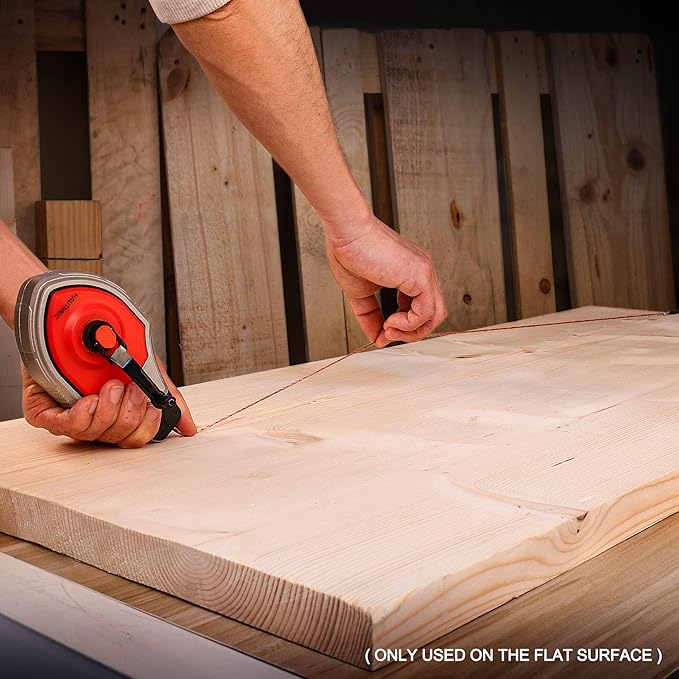 HAUTMEC Pro Chalk Line, 30m/100ft Chalk Reel with 6:1 Gear Ratio Chalk Line Tool, Chalk Box, Suitable for Carpenters and Builders, HT0356