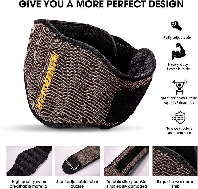 MANUEKLEAR Gym Weight Lifting Belt Weight Lifting Workout 7.5inch -
