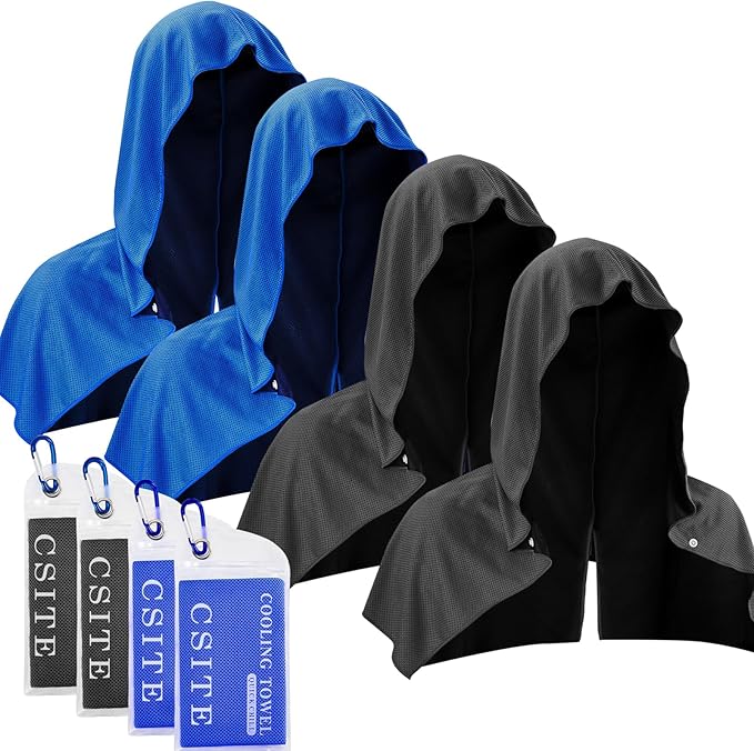 4 Pack Cooling Hoodie Towels for Neck and Face 50 Sun