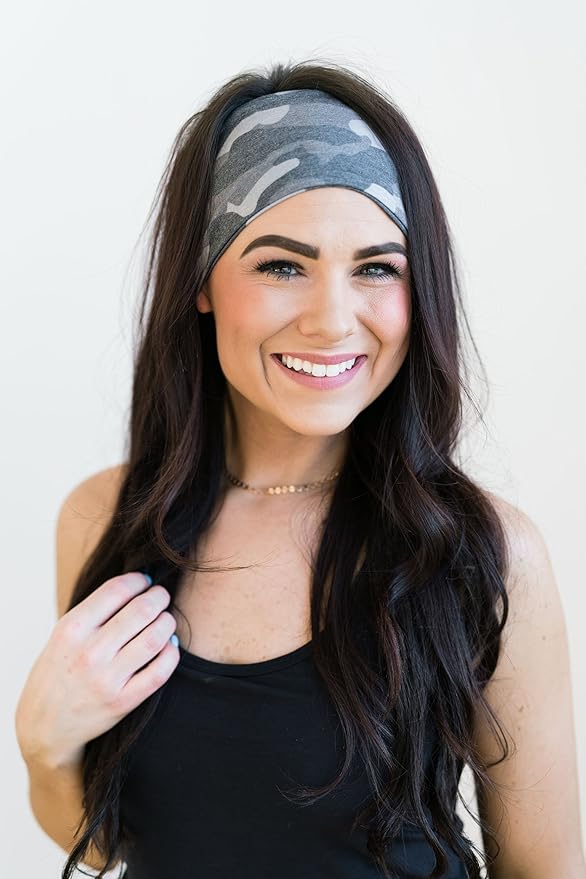 Maven Thread Workout Headbands for Women, 2Pack - 4 inch Thick Wide, Non Slip Sweatbands for Women, Ideal for Exercise, Gym Hairband for Athletic Workouts and Yoga, Black Marble