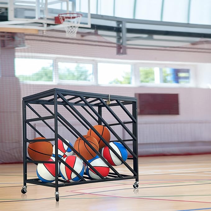 Lockable Storage Ball Cart 30 Basketballs