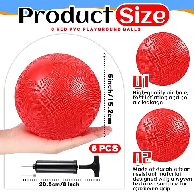 Hiboom 12 Pcs Dodgeball Set with Bases Playground 6 Bouncing 5 Rubber 1 Ball