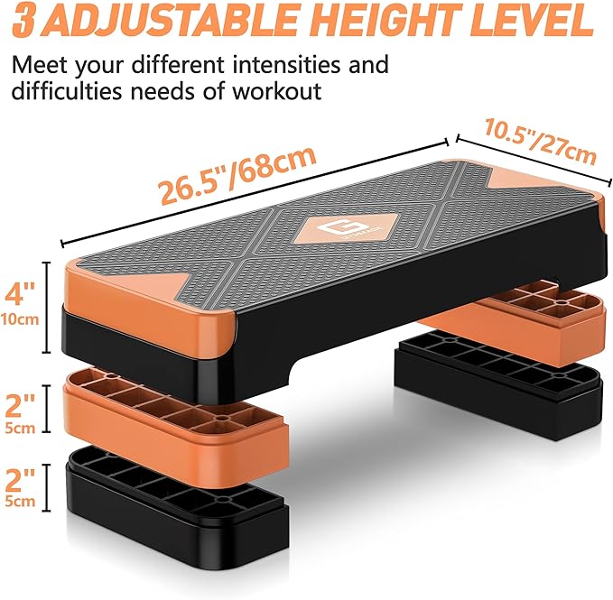 Aerobic Exercise Step 26.5" Step 4†6†6†8†8†Adjustable