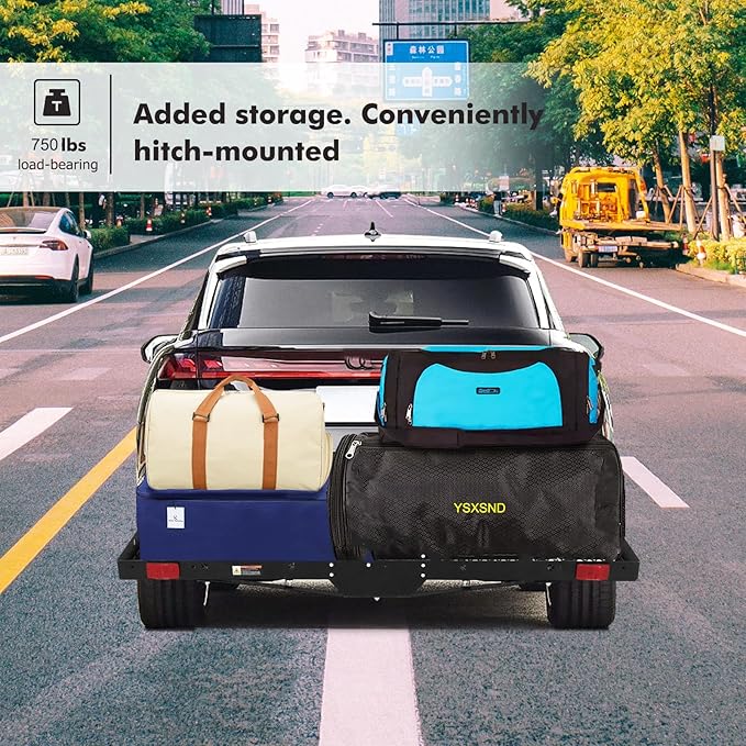 750 Lbs Capacity Hitch Mount Cargo Carrier Basket - Heavy-Duty Cargo Baskets, 60" x 19" x 6" Cargo Rack Rear Luggage Basket for Car and SUV