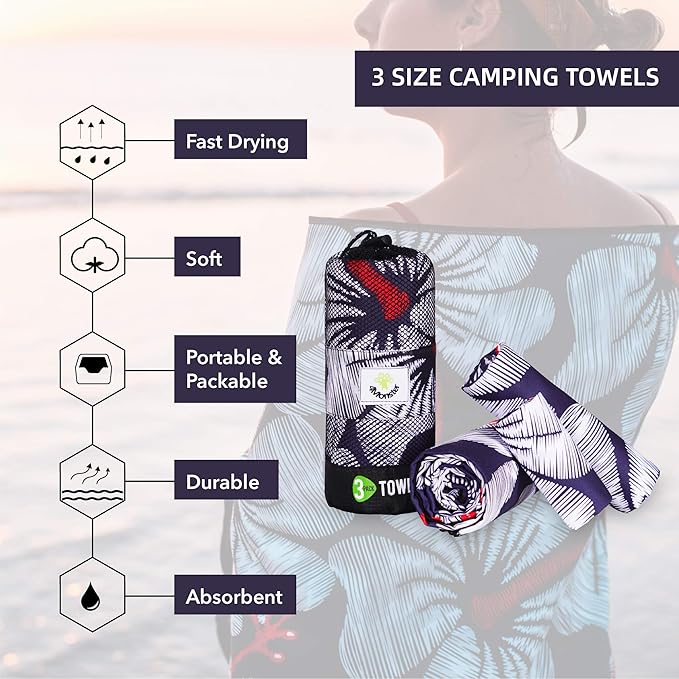 4Monster Camping Towels 3 Size at 1 Pack