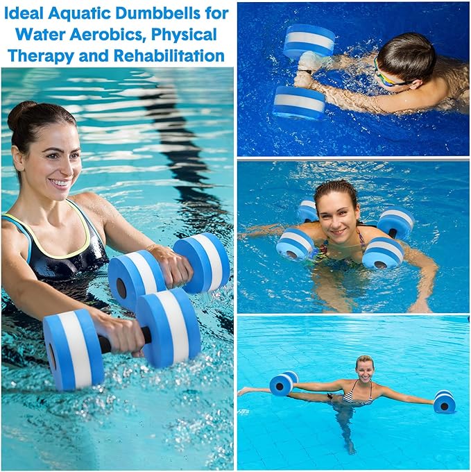 5 Pcs Aquatic Exercise Set Including 2 Ankle Swimming Weights 2 Lightweight Aquatic Exercise Dumbbells and Swim Belt Pool Exercise Equipment for Aquatic Aerobics Exercise
