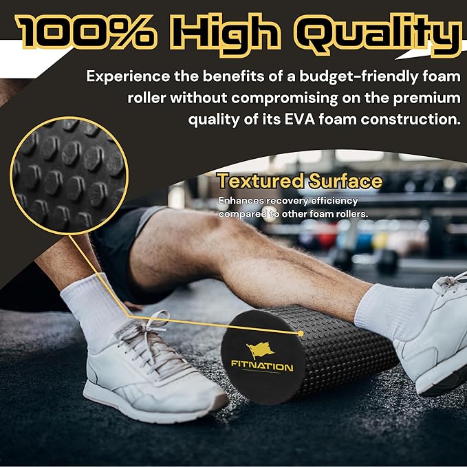 High-Density Foam Roller – Deep Tissue Muscle Massage 24" Textured (60 x 15 cm)