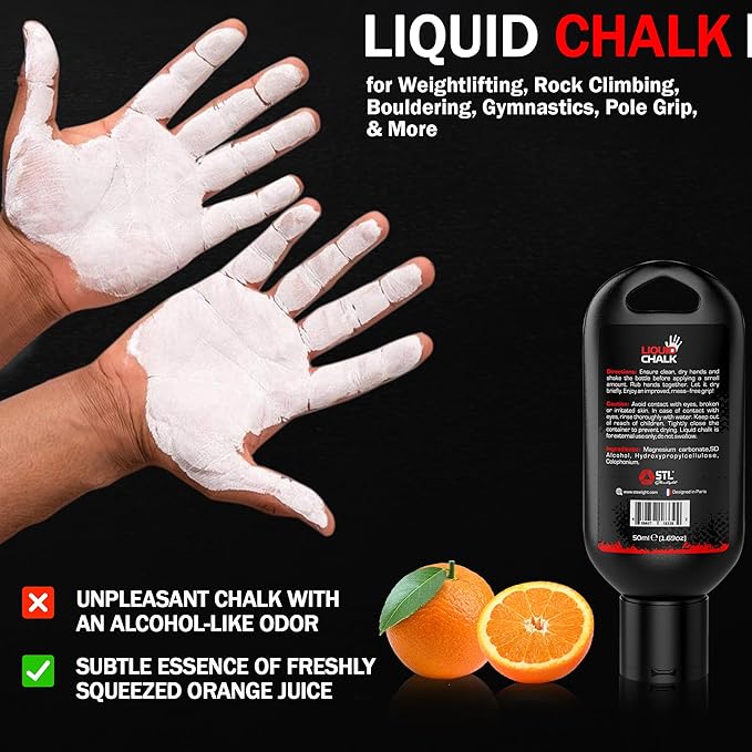 Liquid Chalk ā Weightlifting, Gym, Rock Climbing, Body Bouldering, Gymnastics,Calisthenics Pole Grip, Strong Grip Chalk Climbing Chalk for Dry Hands