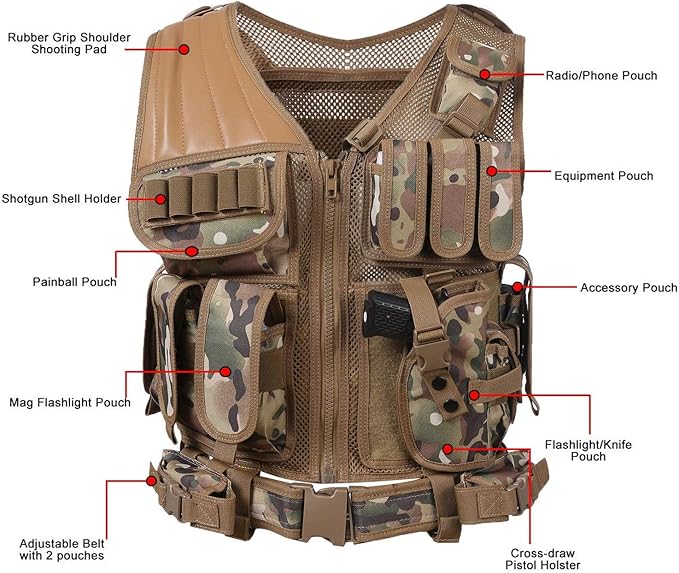 600D Tactical Airsoft Protective Vest for CS, Paintball Shooting