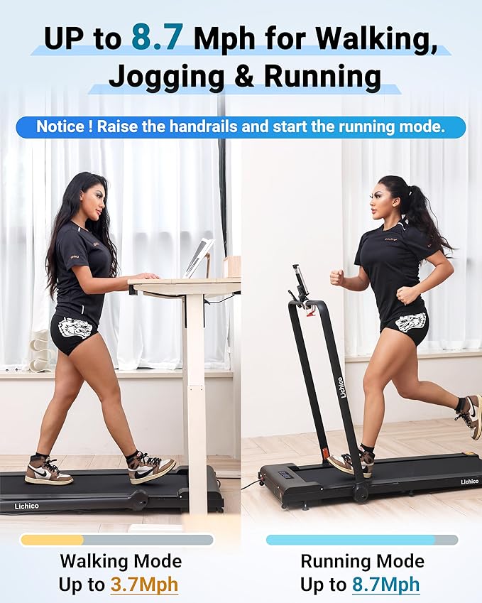 Lichico Walking Pad Under Desk Treadmill,Portable Small Treadmills for Home and Office,Super Quiet Brushless Motorized Walking Jogging Running Machine with Remote Control