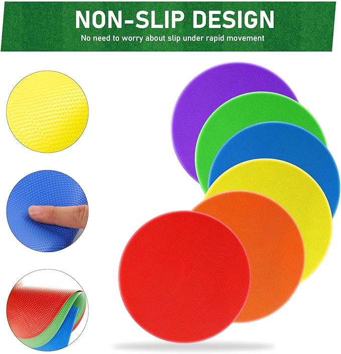 60 Pcs Poly Spot Markers Non-Slip Rubber Floor