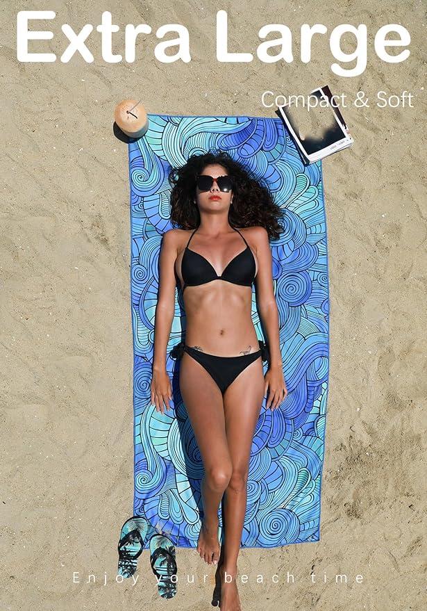 Microfiber Thin Lightweight Beach Towel Sand Free Quick