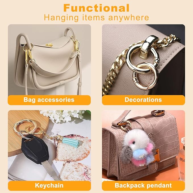 10Pack 2" Large Round Carabiner Clips, Metal Spring O Rings for Organizer Key Rings, Paracord Keychain Lanyard, Pet Chains, Purse Hardware, Key Snap Hooks DIY Accessory (Black)