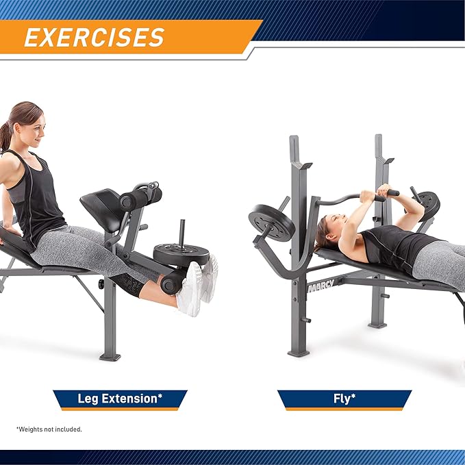 Marcy Standard Weight Bench Incline with Leg Developer MD-389
