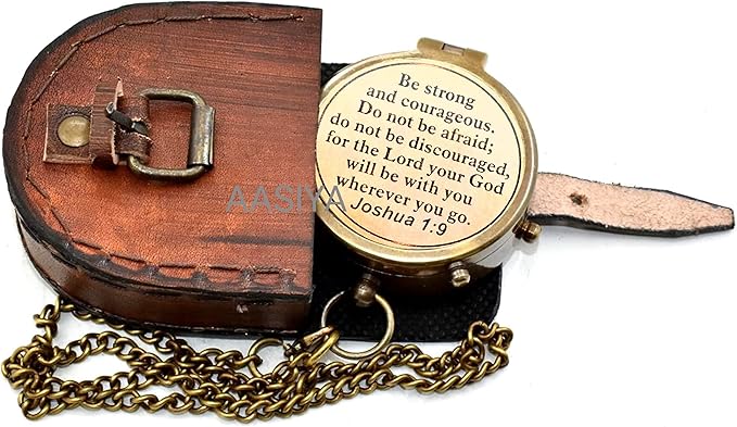 AASIYA Brass Nautical Pocket Compass with Chain and